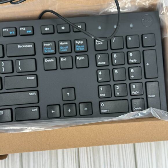 Dell black wired keyboard USB KB216-BK-US slim Qwerty quiet 104 keys NEW - Picture 5 of 9